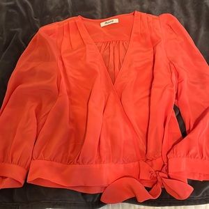 Madewell Silk tie front top
